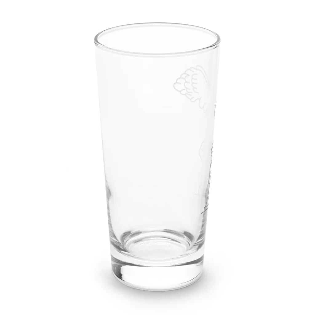 ビールとアート TM-3 Designの彫刻 × BEER：背面黒ロゴ入（サモトラケのニケ）黒線画 Long Sized Water Glass :back