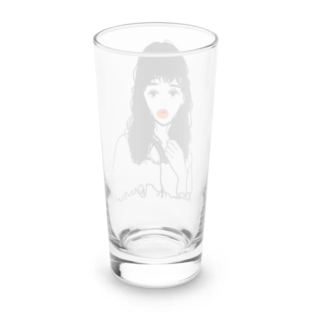 chr＊シンプルイラストのパーマノオンナノコ Long Sized Water Glass :back