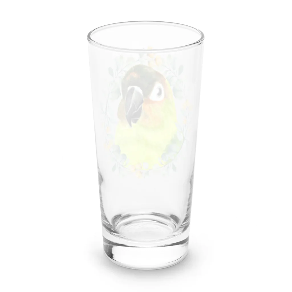 mariechan_koboの020 クロカミインコ(ハイブリッド)　オレンジ小花のリース Long Sized Water Glass :back