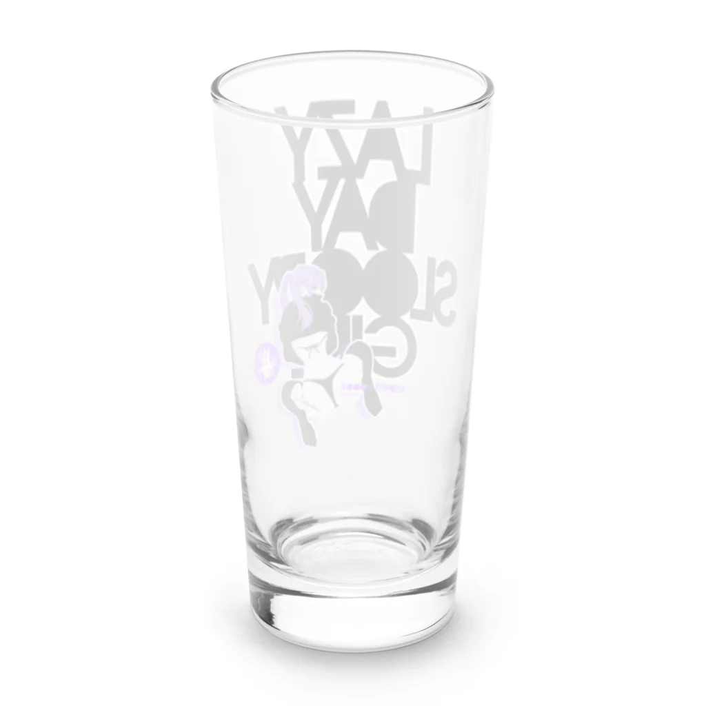 loveclonesのLAZY DAY SLOOPY GIRL 0574 ブラックフーディー女子 エロポップ ロゴ Long Sized Water Glass :back