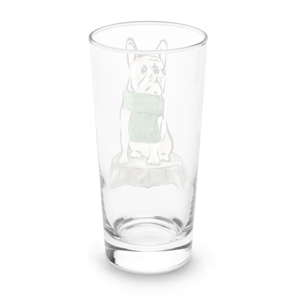 犬グッズの店しえるぶるーのマフラー犬　フレンチブルドッグ　クリーム Long Sized Water Glass :back