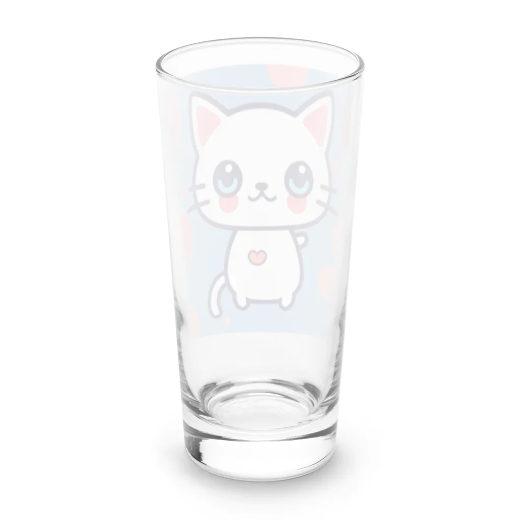 A31eの狛猫のミケ「はーとびーと」 Long Sized Water Glass :back