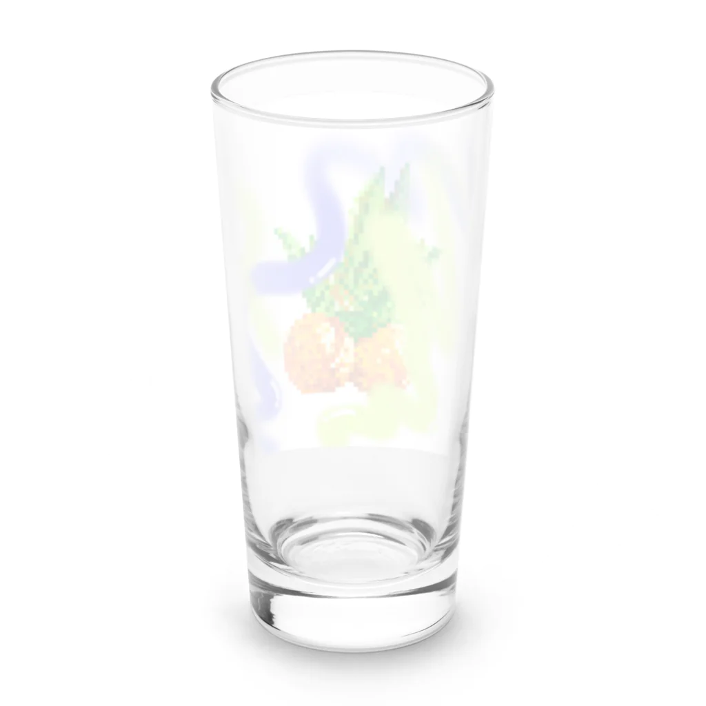 Ritz-studioのドット絵フルーツ　オレンジ1 Long Sized Water Glass :back