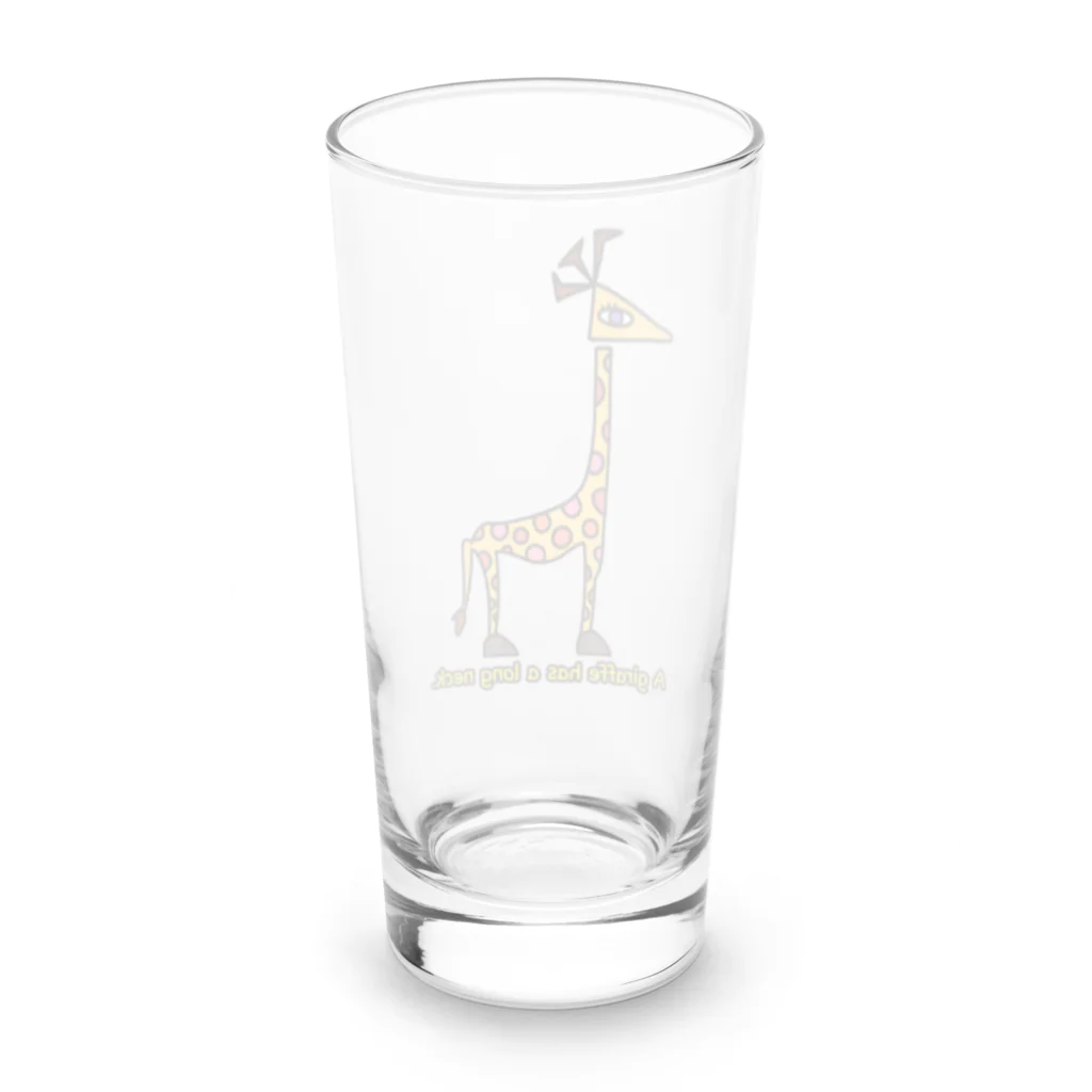 落書き“系”のA giraffe has a long neck. “キリンの首は長い” ロンググラス反対面