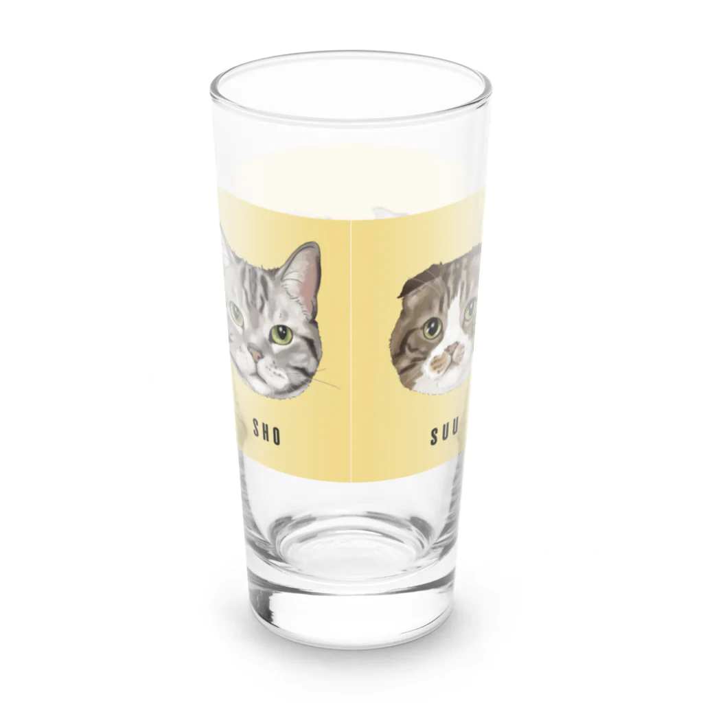 みきぞーん｜保護猫 ミッキー画伯と肉球とおともだちのden suu sho kaki Long Sized Water Glass :back