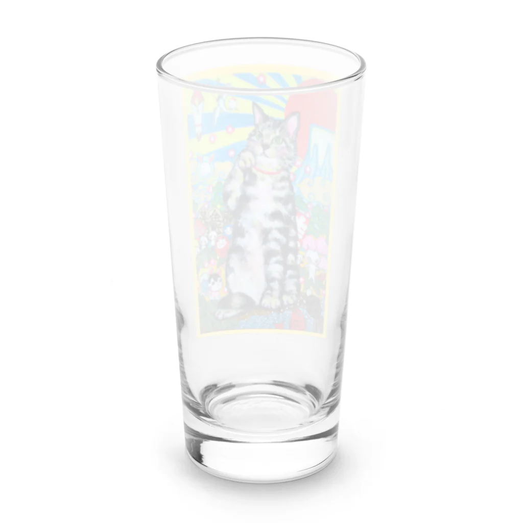 ネコリッチのめでためでた Long Sized Water Glass :back