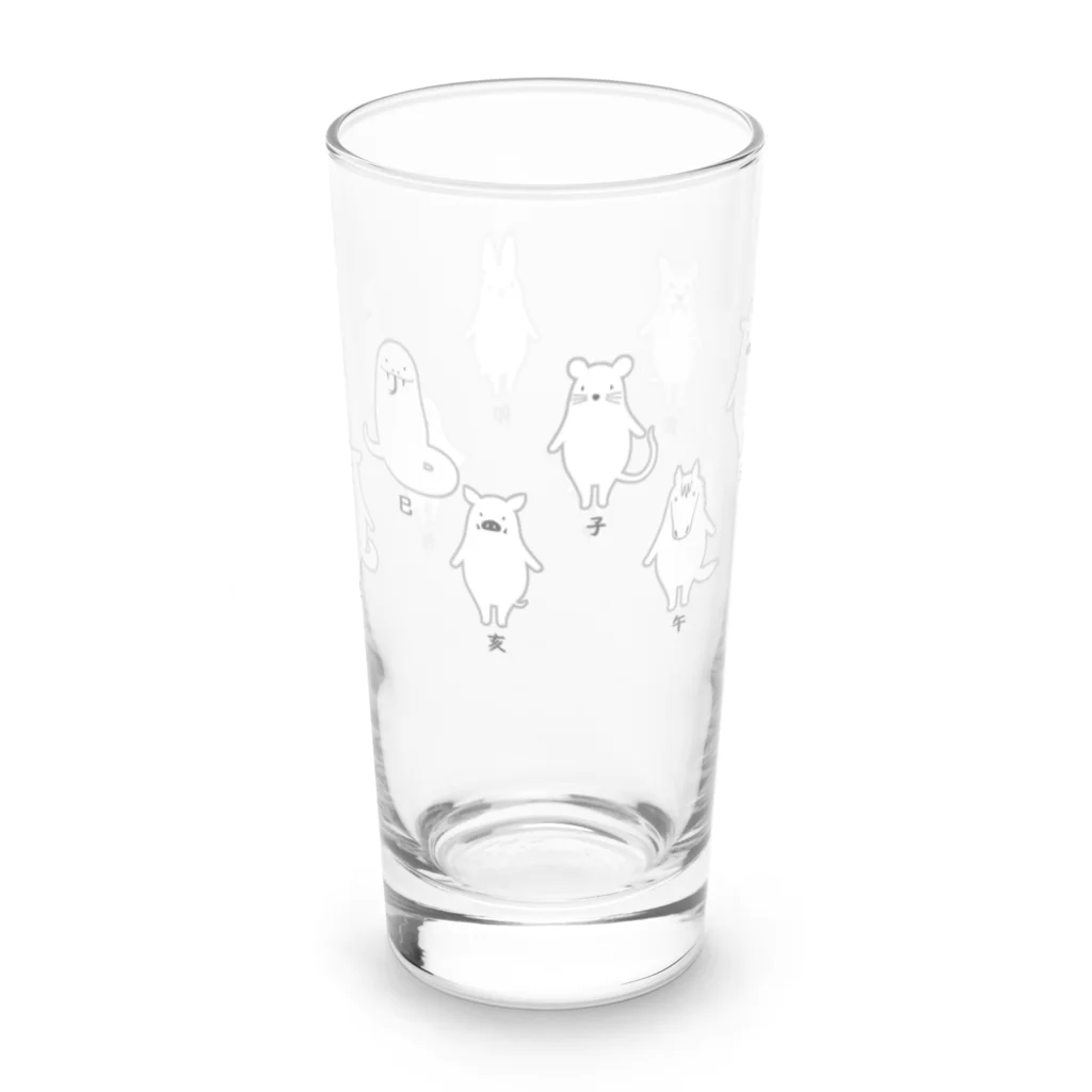 ハナイとトンの十二支　「全員集合」白 Long Sized Water Glass :back