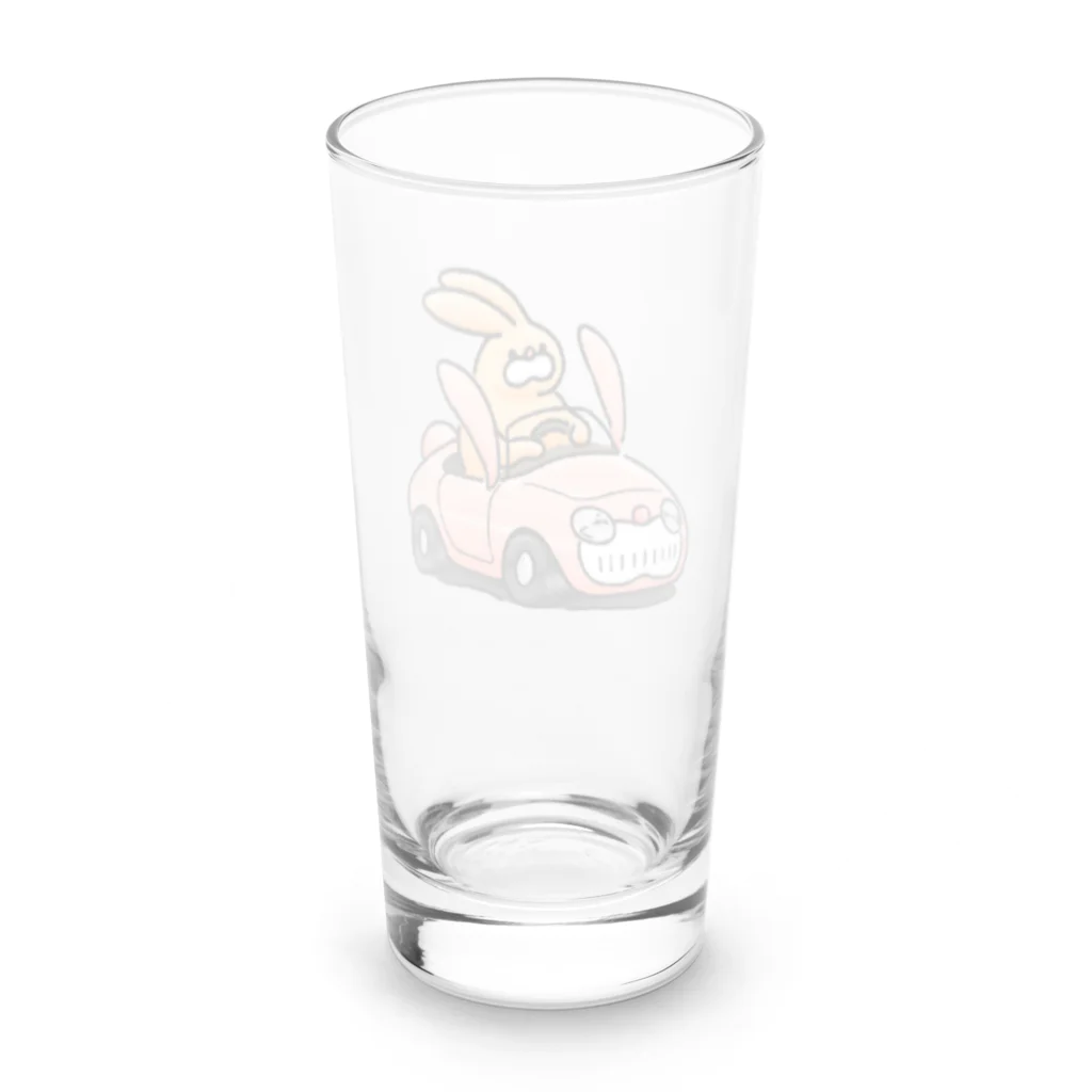 働きたくないのうさぎカーを運転するうさぎ Long Sized Water Glass :back