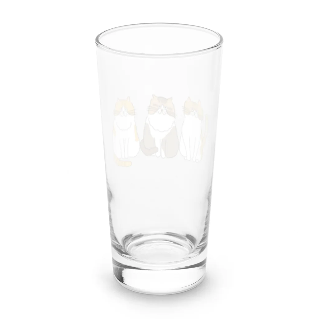 お髭ちゃんのおみせ。のふわふわ３にゃんず Long Sized Water Glass :back