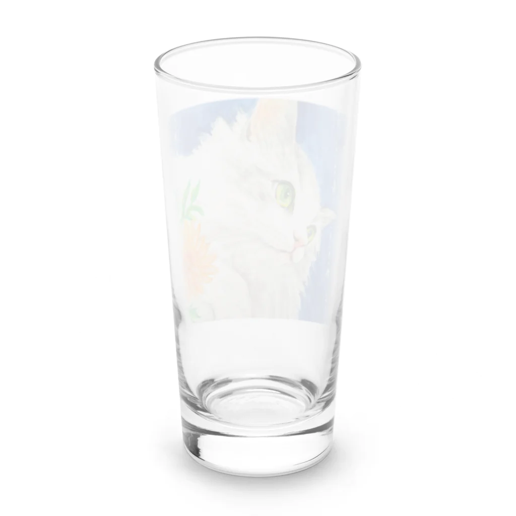 harupink🌸ペット似顔絵illustのスコティッシュストレートのパール君 Long Sized Water Glass :back