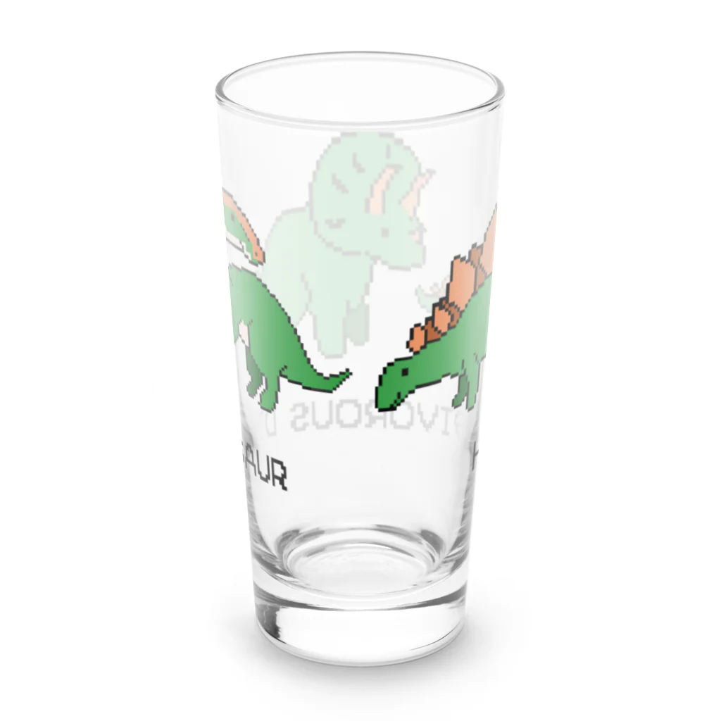 黒猫とカンパニュラの【ドット絵】植物食恐竜(HERBIVOROUS DINOSAUR) Long Sized Water Glass :back