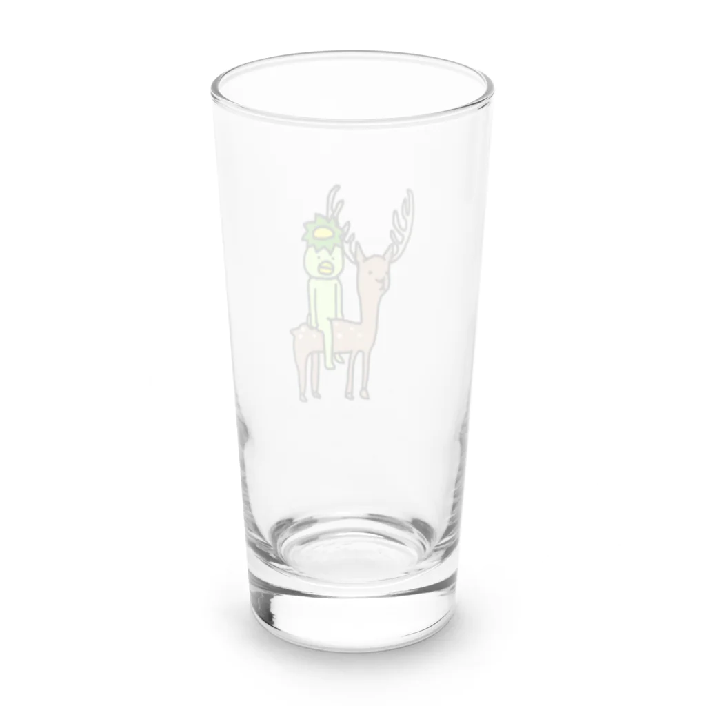 かっぱのありふれた人生のエゾシカに乗るかっぱ Long Sized Water Glass :back