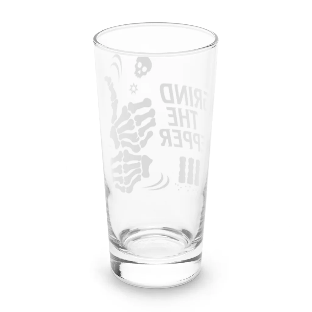 オノマトピアのペッパーミル・パフォーマンス（骨タイプ）GRIND THE PEPPER・文字黒 Long Sized Water Glass :back