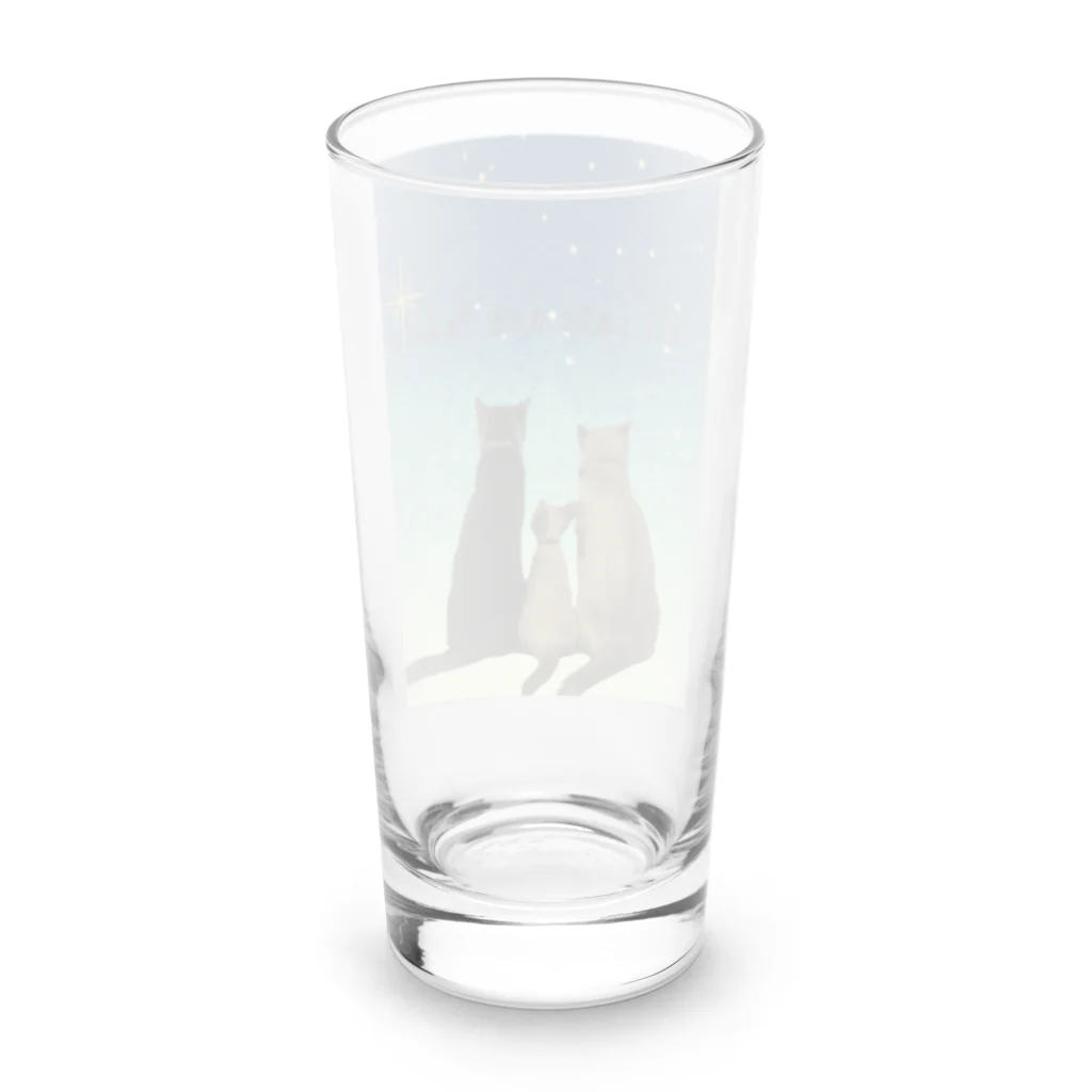 保護猫星人のお世話かかりのall cats are family Long Sized Water Glass :back