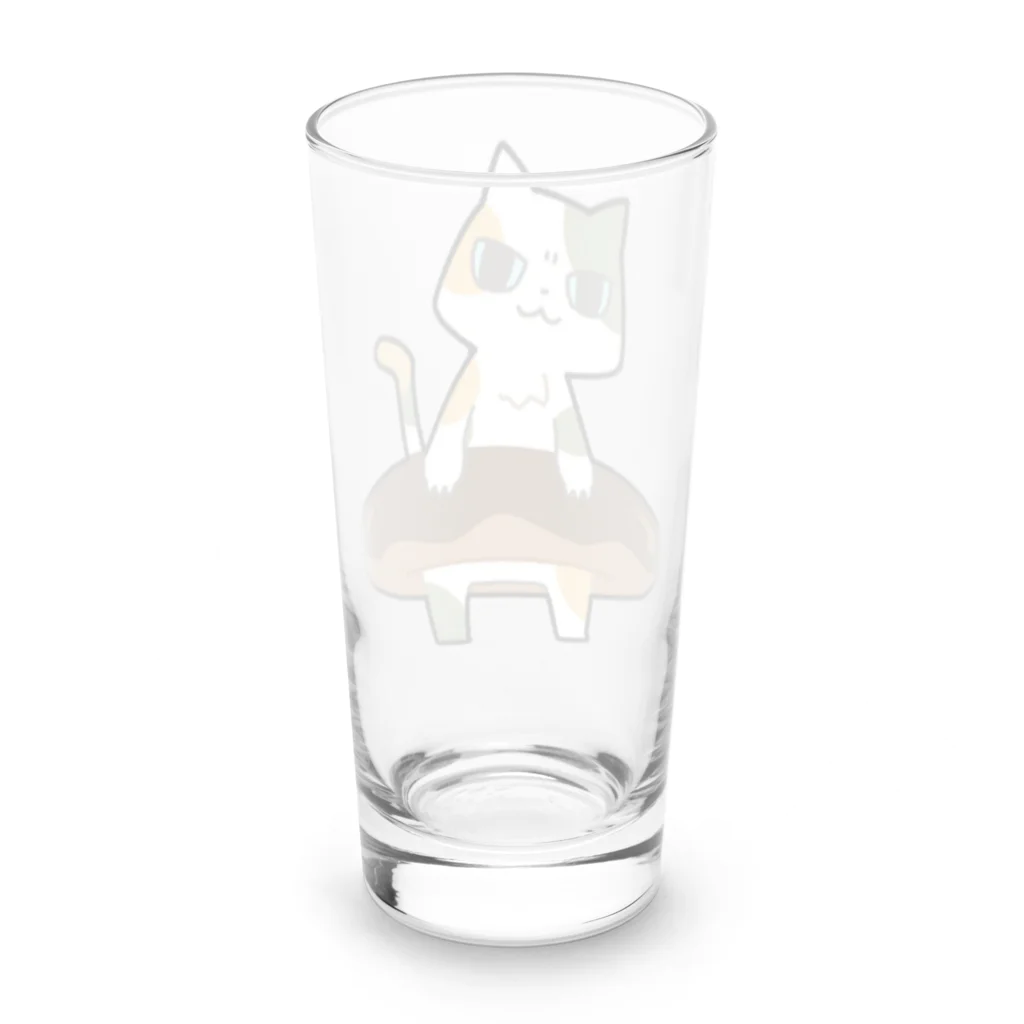 うさやのドーナツをゲットしてご満悦の猫 Long Sized Water Glass :back