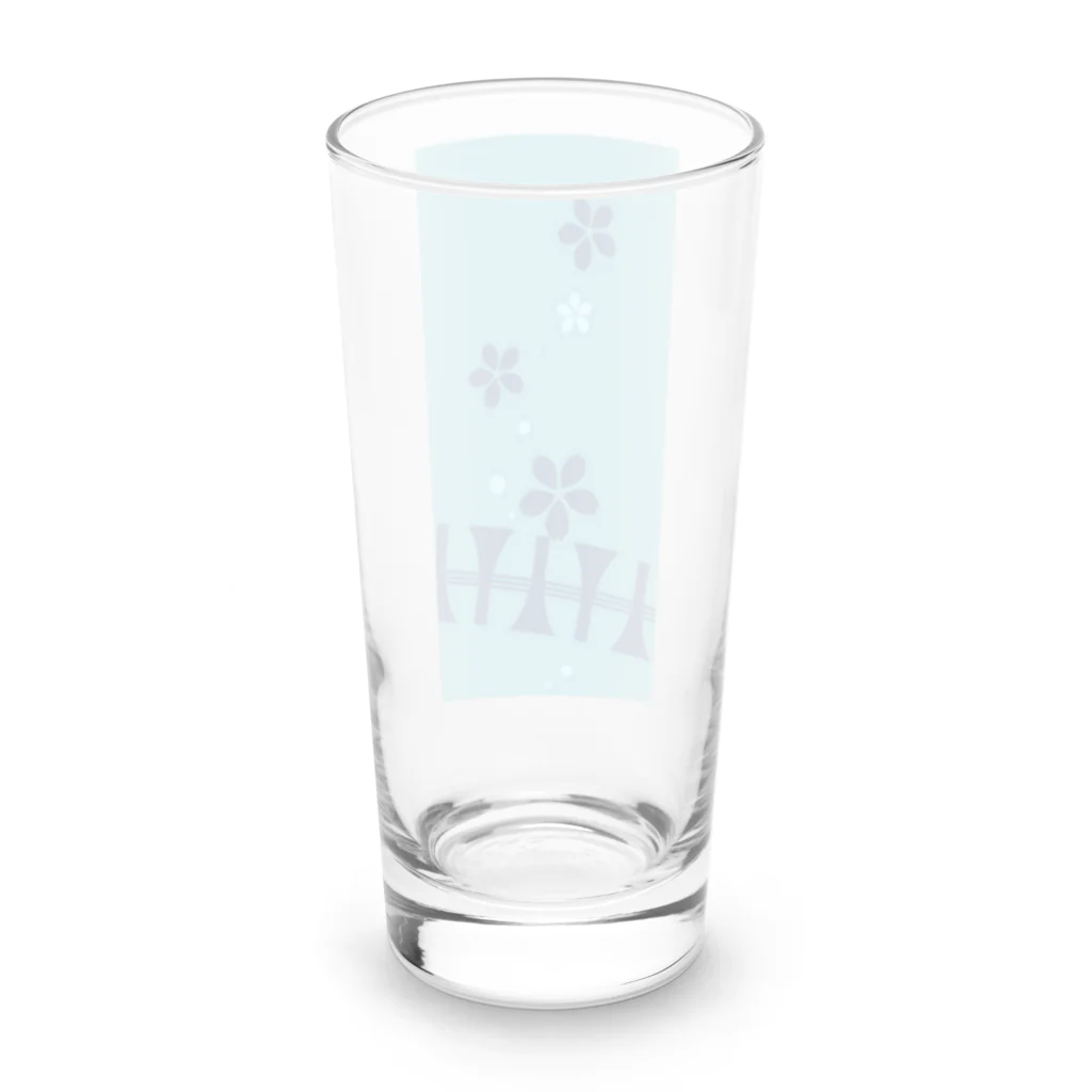三味線が好きすぎて…の三味線の撥と糸モチーフ(桜つき青) Long Sized Water Glass :back