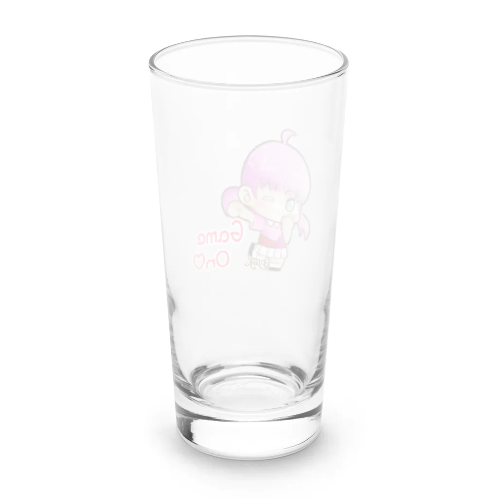 はりねずこのイラストのゲームオン！モモちゃん Long Sized Water Glass :back