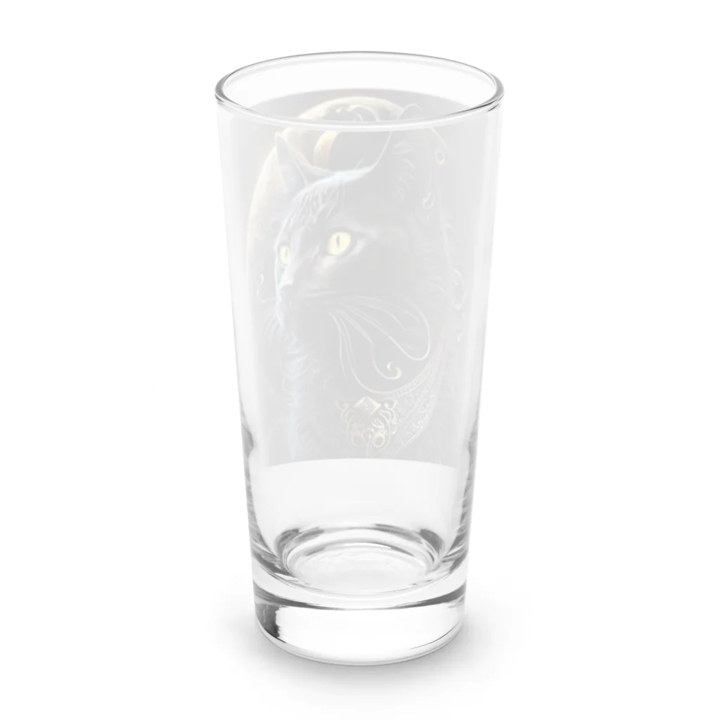 キッチンファラオの黒猫デザイン☆ Long Sized Water Glass :back