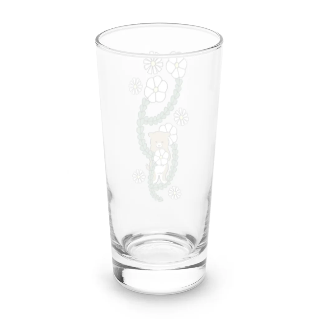 柴犬タロさんほんわか工場のお花とおすましこいぬ Long Sized Water Glass :back