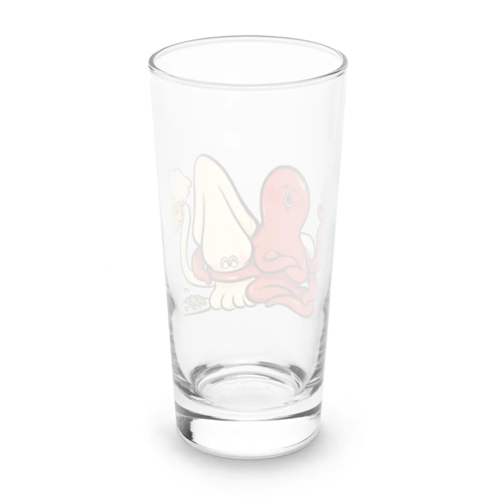 愉快レトロ雑貨屋★39太郎の酔いどれいかちゃんとへべれけたこちゃん夢の中 Long Sized Water Glass :back