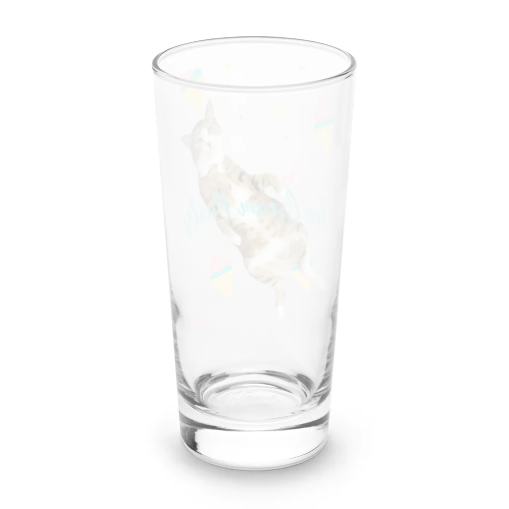 Yoru.MaruのIce cream party(cat) Long Sized Water Glass :back