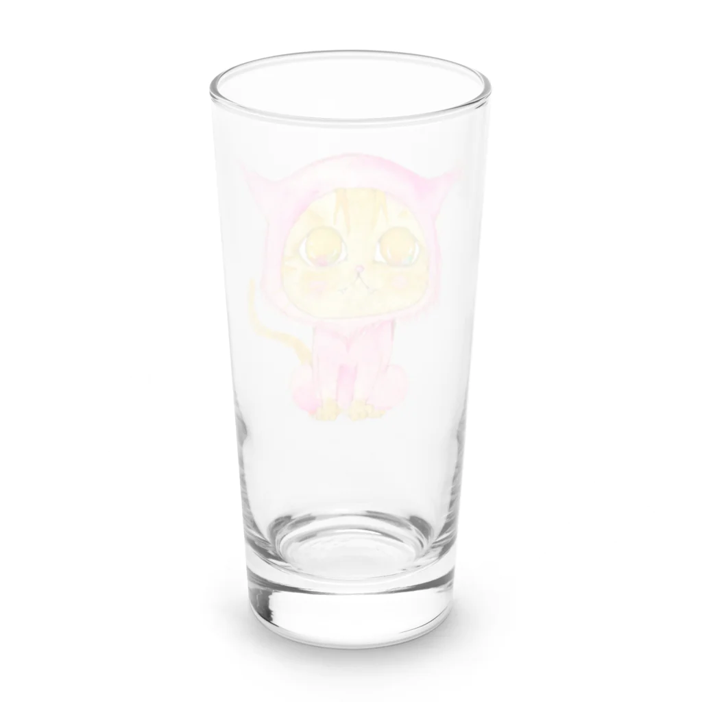 暖暖あたたかのピンクになりたい茶トラちゃん Long Sized Water Glass :back