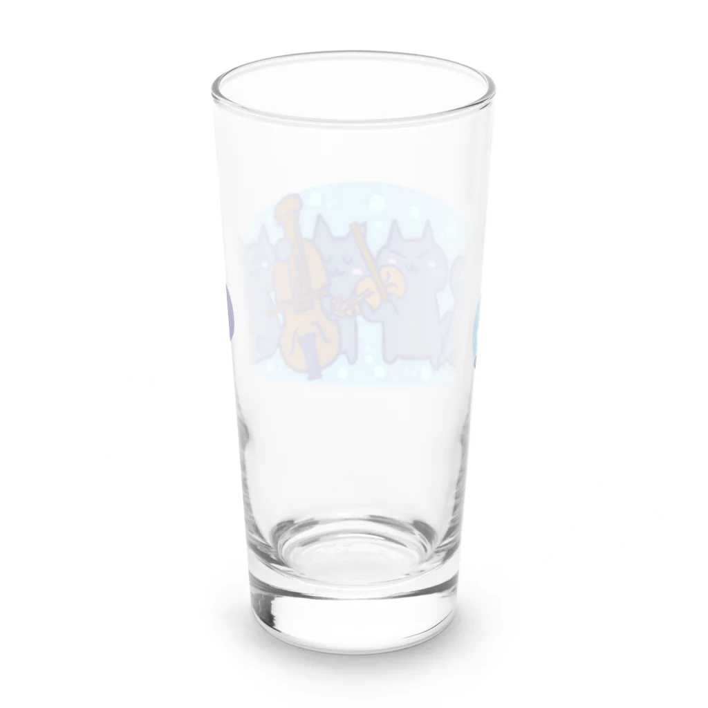 まなclarinetの青ねこカルテット Long Sized Water Glass :back