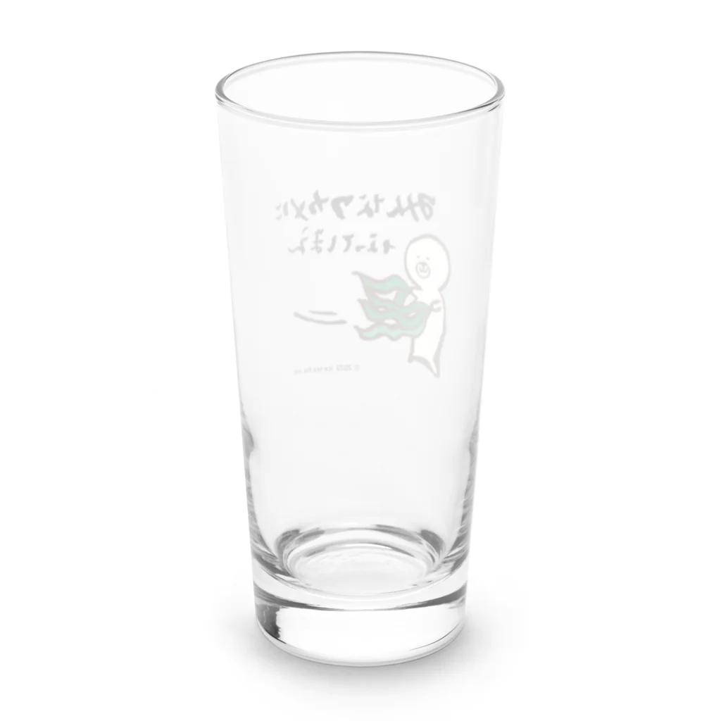 アイスティーフォーミーのわかめに翻弄されるにゃざらしさん Long Sized Water Glass :back