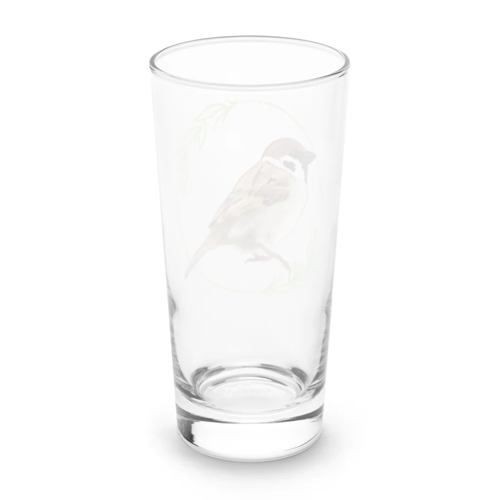 やちよ｜リアル鳥イラストのスズメさん Long Sized Water Glass :back