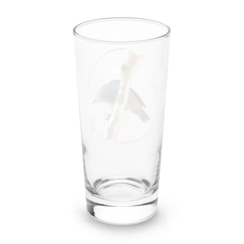 やちよ｜リアル鳥イラストのイソヒヨドリ♀さん Long Sized Water Glass :back