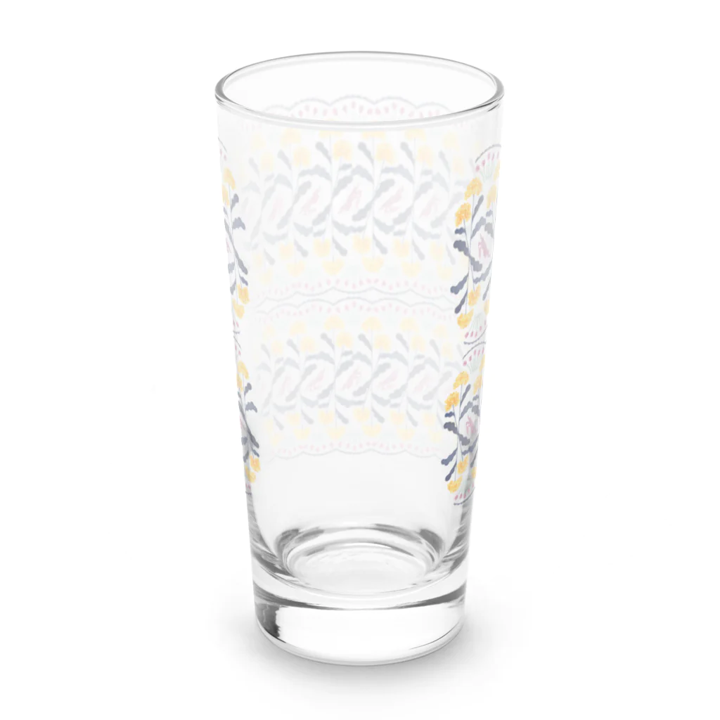 おおくわあやの黄色いお花とうさぎ Long Sized Water Glass :back