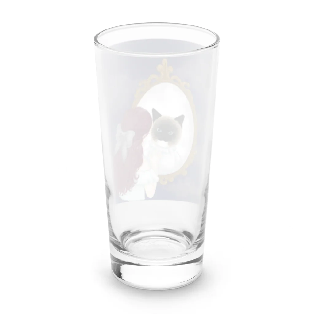 シャム猫娘のシャム猫娘「ボーダー」ジャケットイラスト 鏡越しのシャム猫 Long Sized Water Glass :back