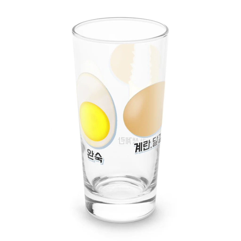 LalaHangeulの卵 生卵 半熟 完熟⁉︎　韓国語デザイン Long Sized Water Glass :back