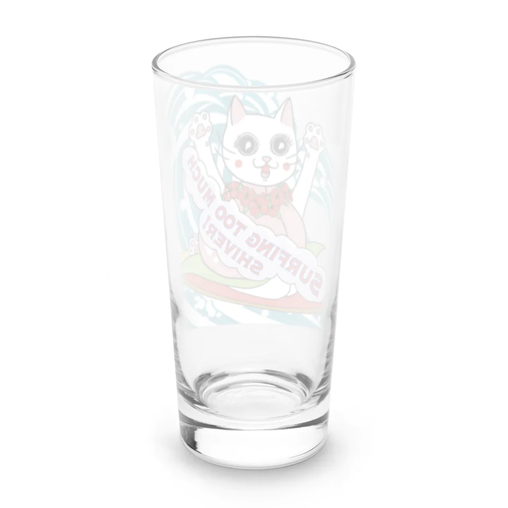 ヨルノネコイチのサーフィンしすぎてふるえる!もももキャット Long Sized Water Glass :back