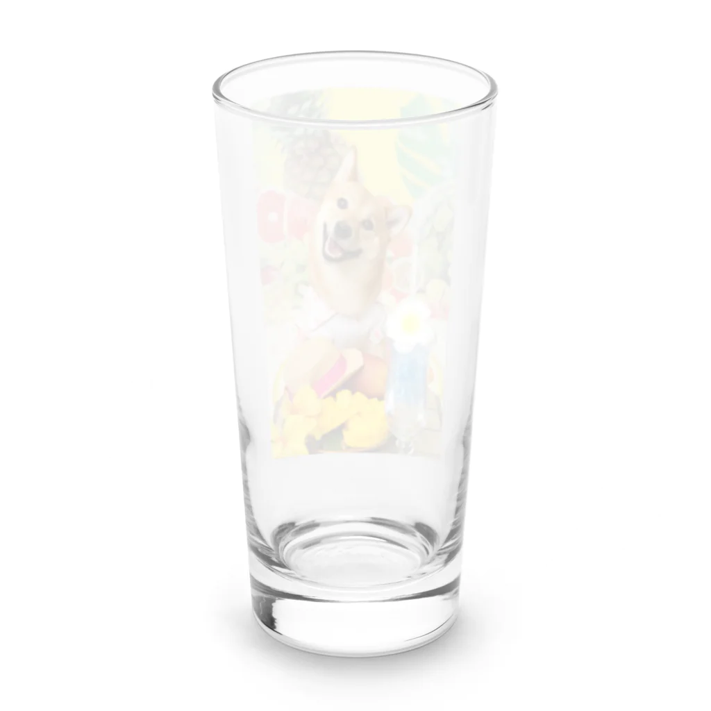 柴犬グッズ専門店 あられ堂の柴犬　真夏のリゾート001 Long Sized Water Glass :back