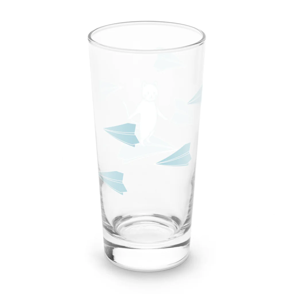 soraの紙飛行機に乗った猫のさぶろう Long Sized Water Glass :back