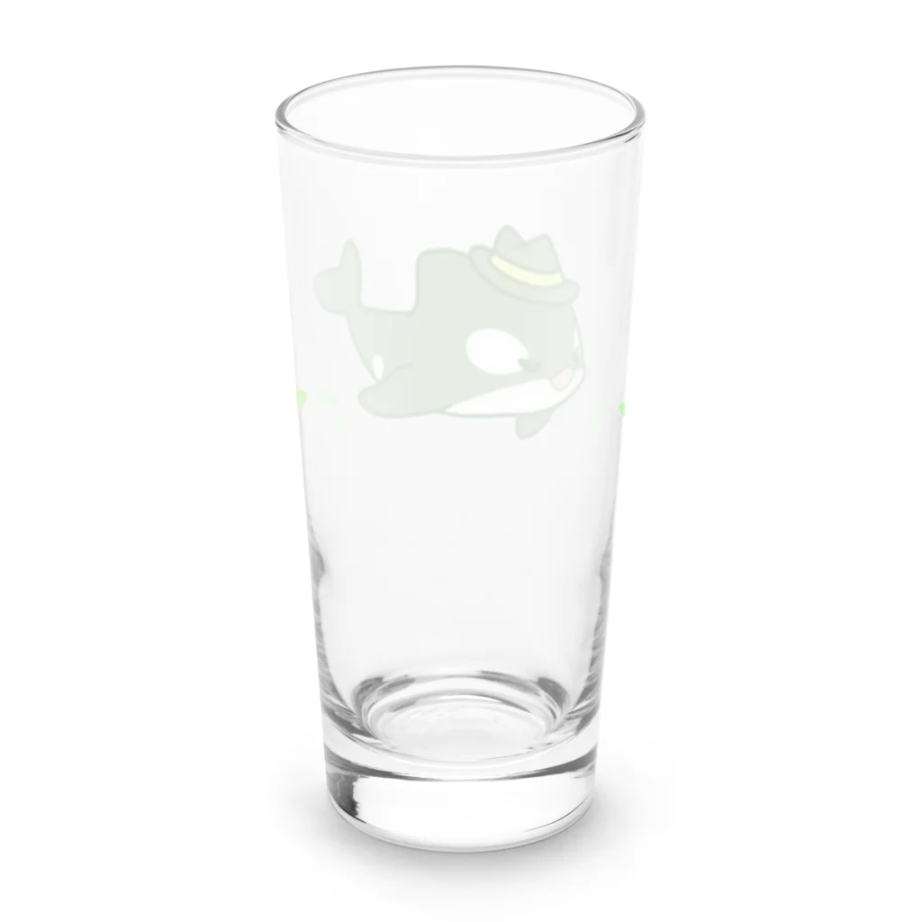 弁天狐堂の泳ぐ緑色シャチ探偵 Long Sized Water Glass :back