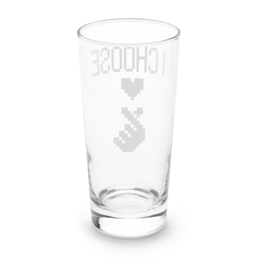 jsprintstudioのレトロゲームすたいるキュンです。黒文字Ver. Long Sized Water Glass :back