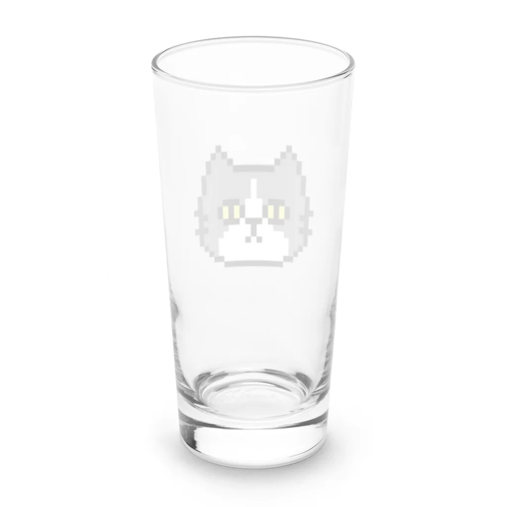 やきぱんのドット絵のねこ（ハチワレ） Long Sized Water Glass :back