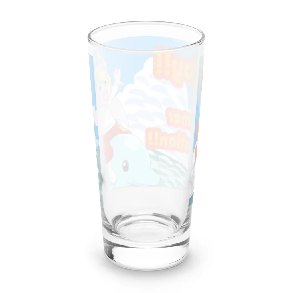 ホワイトドラゴン　タイトくん💙のサマーバケーション Long Sized Water Glass :back