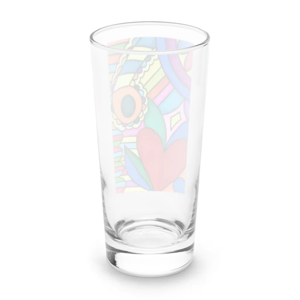 結華の障害者アート 手描きイラスト カラフル ハート Long Sized Water Glass :back