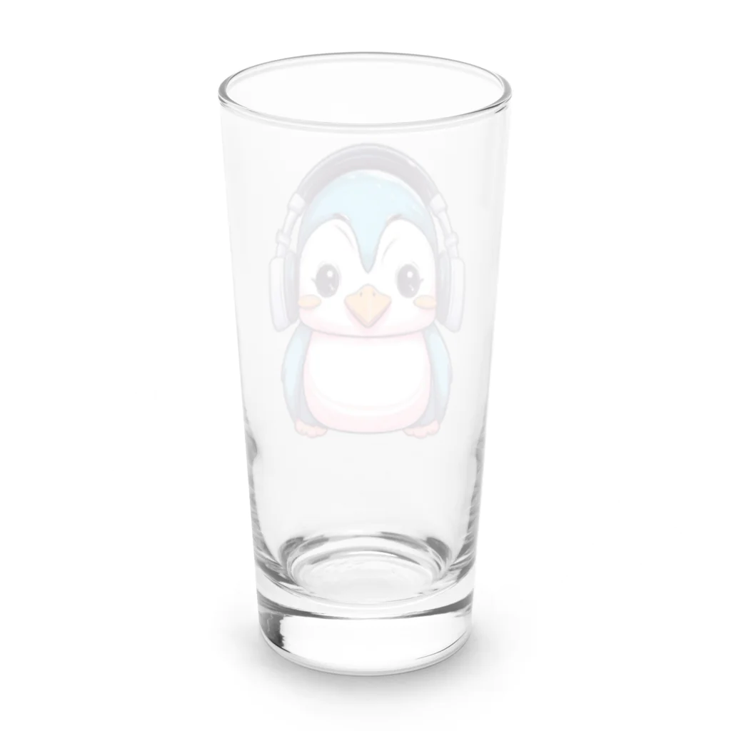 Vasetti_pressのヘッドホンを付けているペンギン Long Sized Water Glass :back