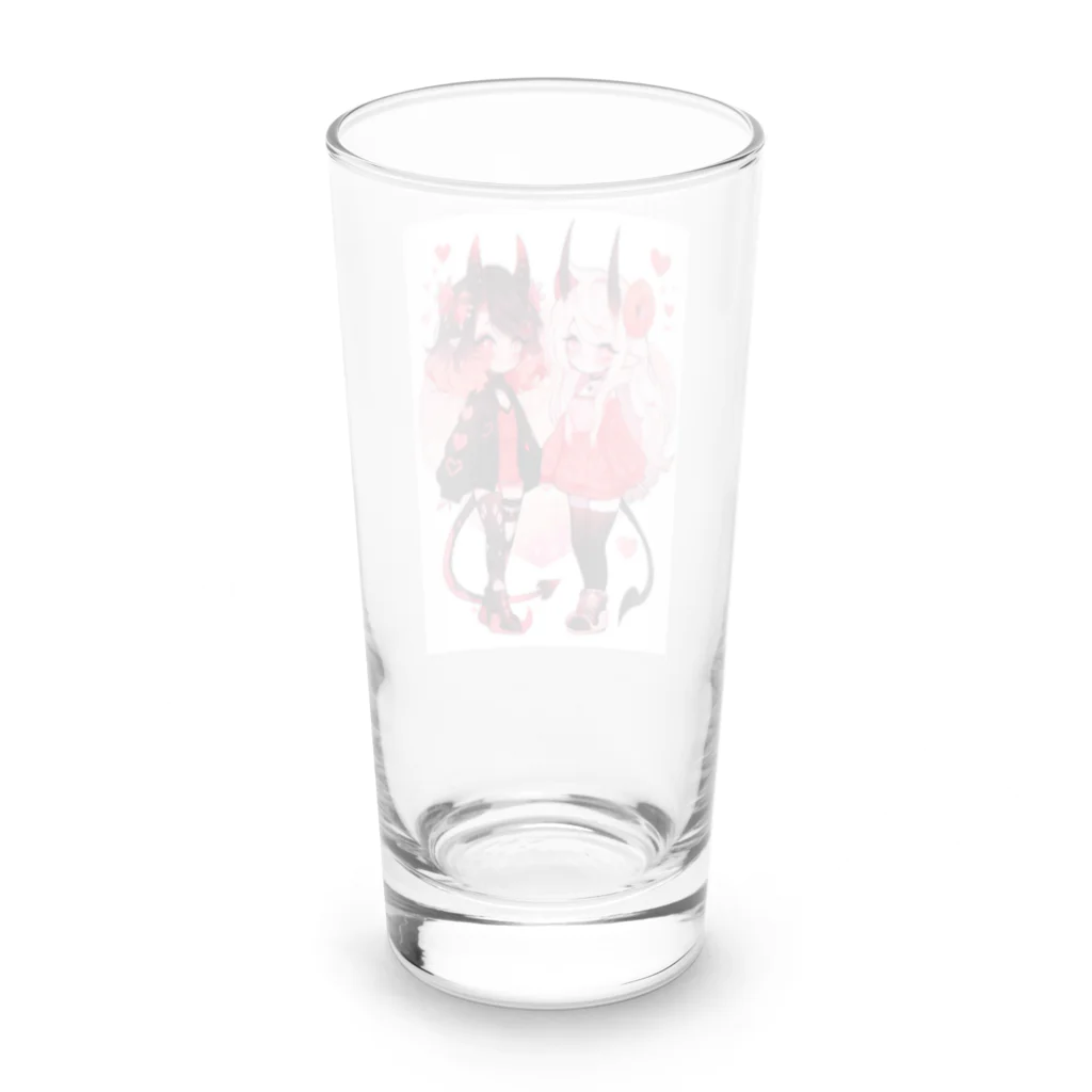 Twitterを忘れないのピーチクリームドーナツとブラックレッドサンゴ Long Sized Water Glass :back