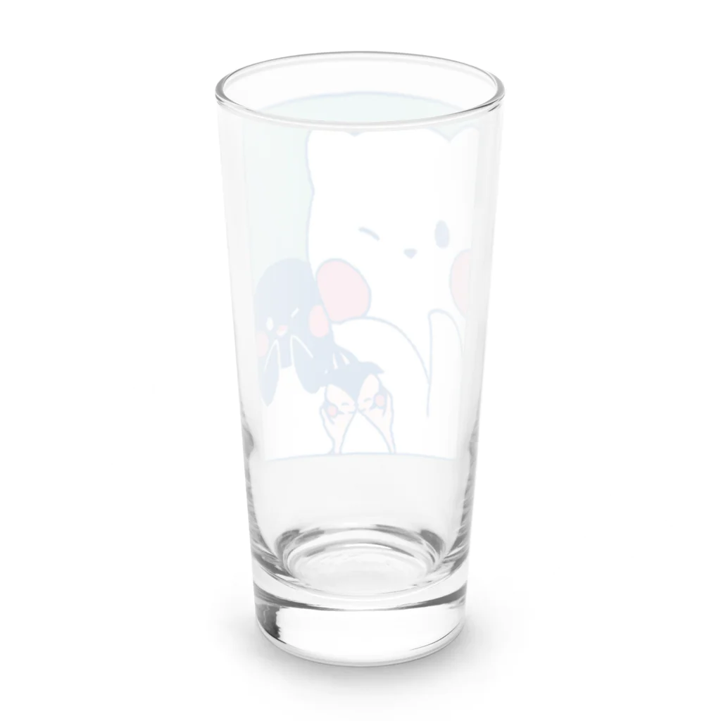 tafu tafuのかわいいポーズのしろぎんしま Long Sized Water Glass :back