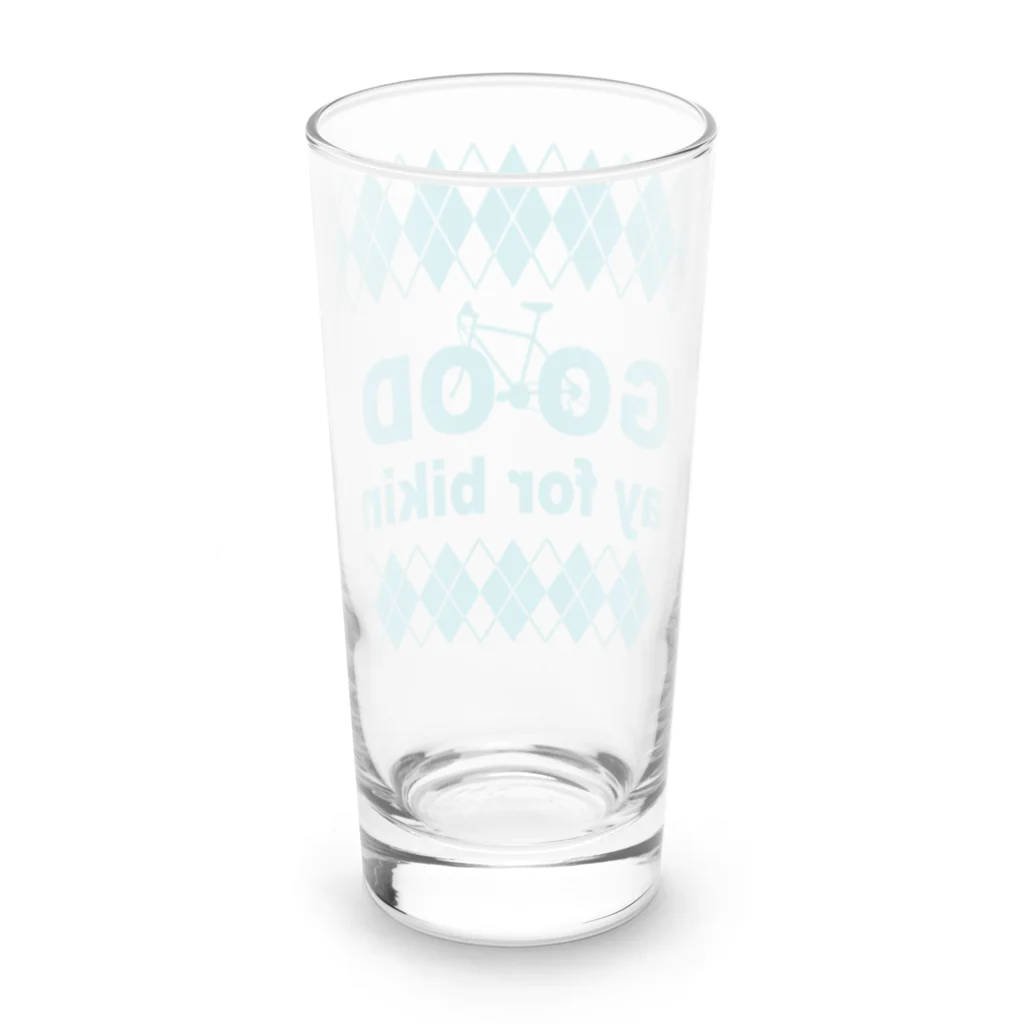 キッズモード某のチャリロゴアーガイル(mint) Long Sized Water Glass :back