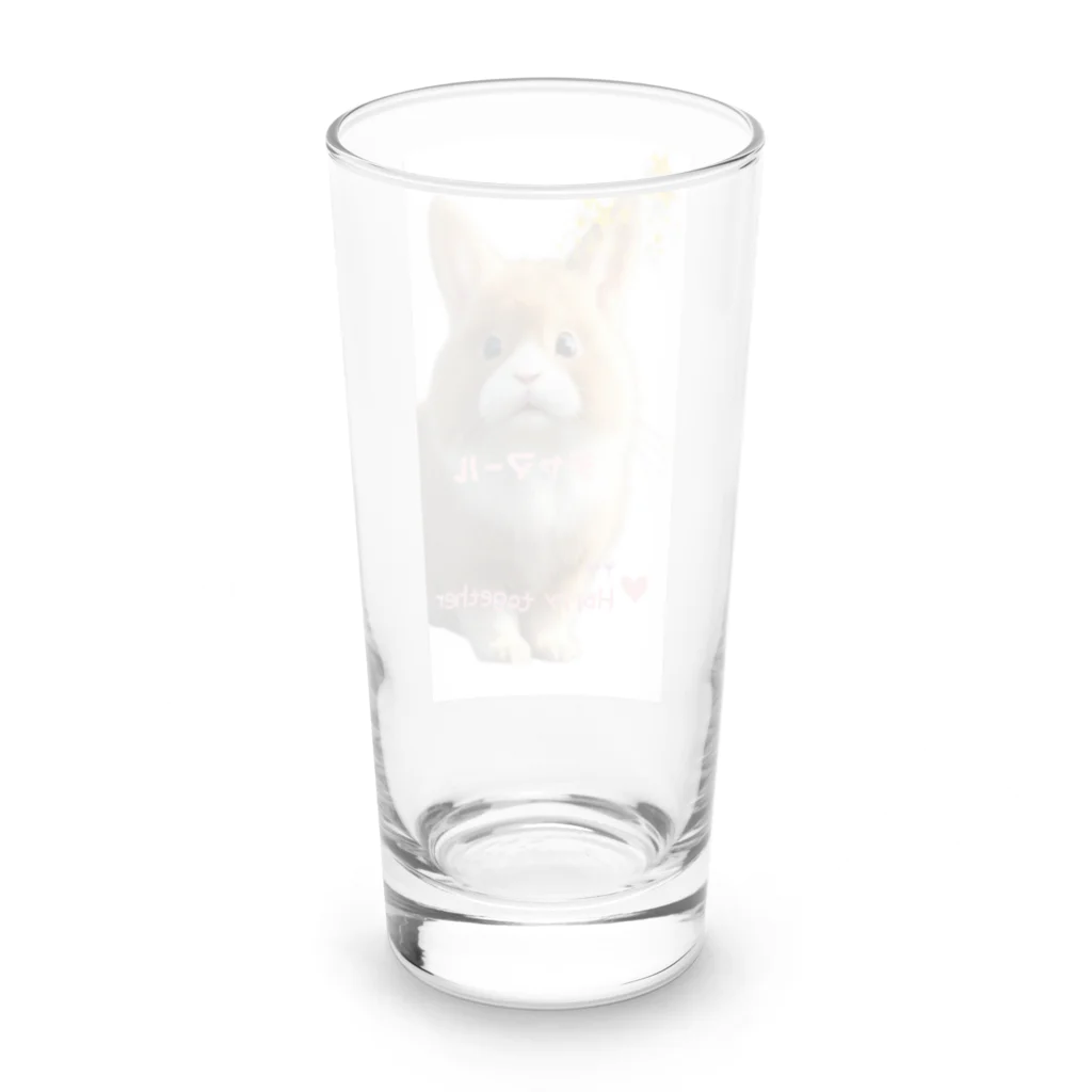 可愛い存在まじ癒しのひょっこり見てるよ短耳うさぎのチャマールくん Long Sized Water Glass :back