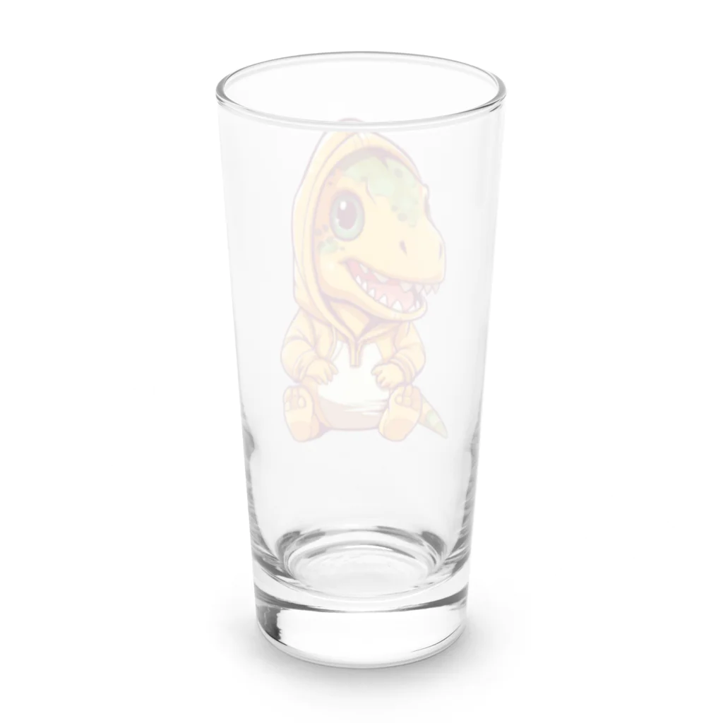 Vasetti_pressのパーカーを着たティラノサウルス Long Sized Water Glass :back