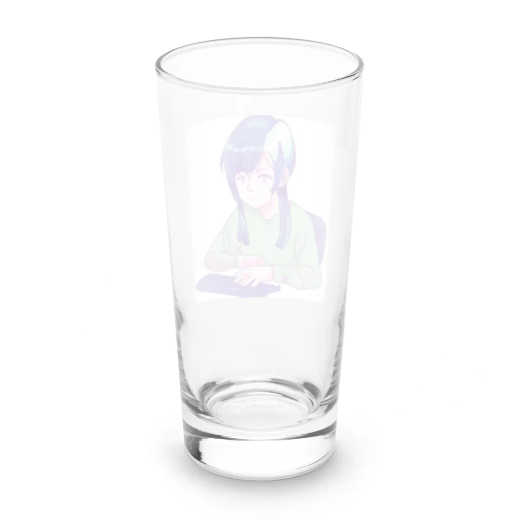 yama-p2920の事務作業をする女性 Long Sized Water Glass :back