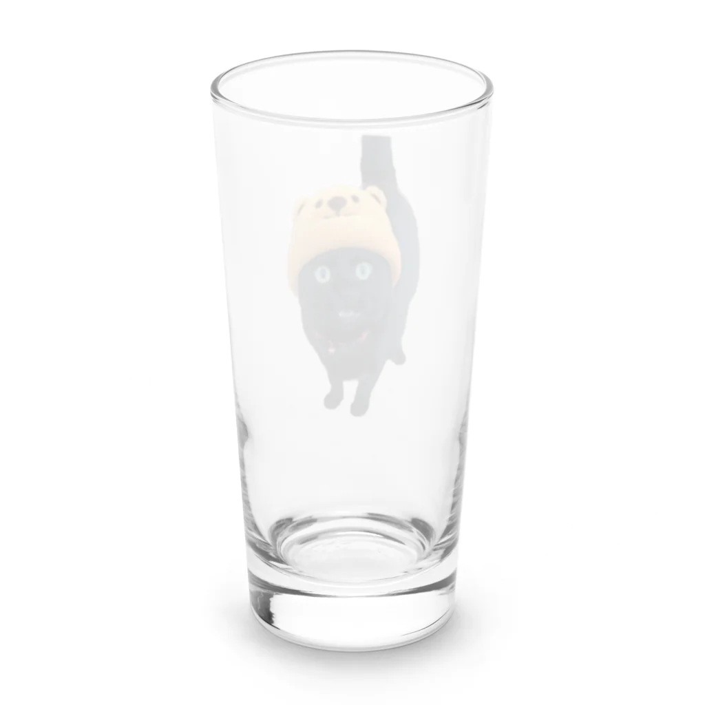 ソヒのショップの帽子を被った黒猫 Long Sized Water Glass :back