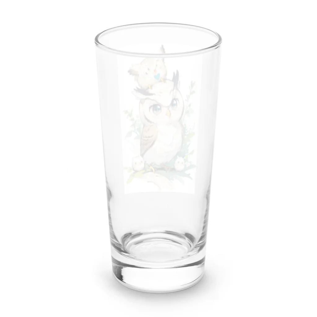 フクロウの森の癒しフクロウ Long Sized Water Glass :back